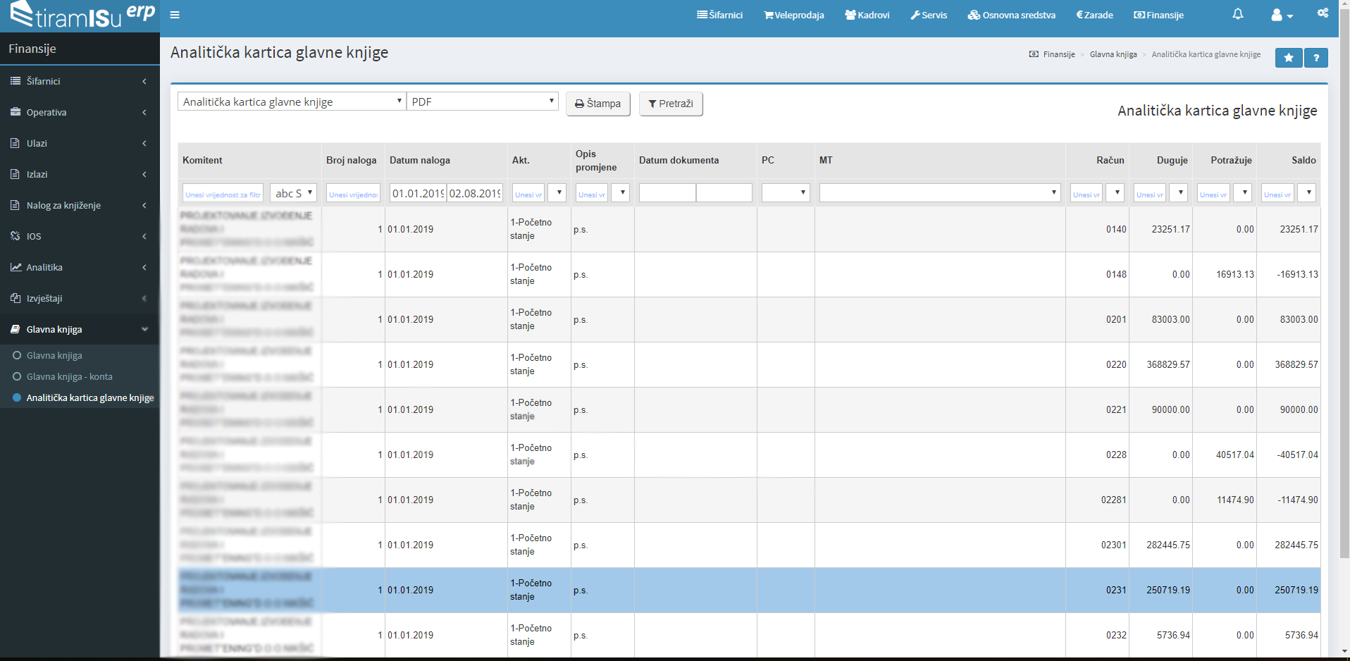 Glavna knjiga interface