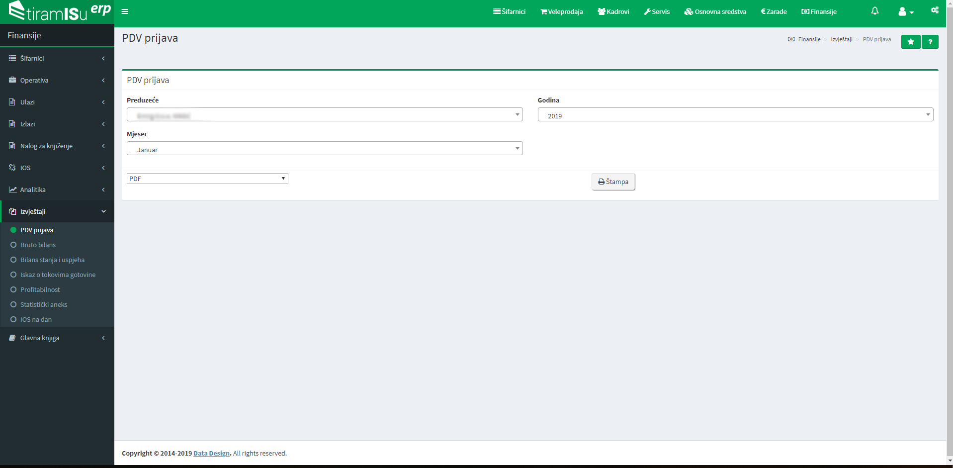 Izvještaji interface